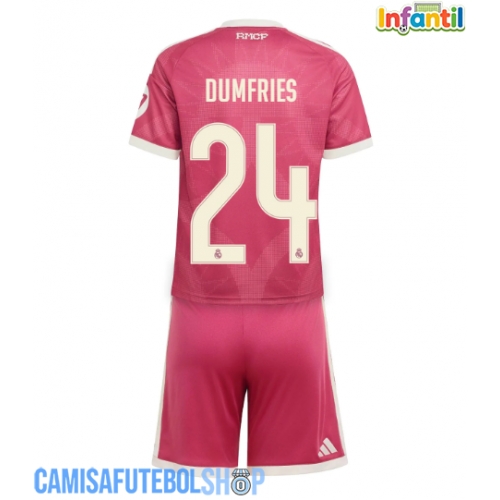 Camisa de time de futebol Real Madrid Denzel Dumfries #24 Replicas 3º Equipamento Infantil 2026-27 Manga Curta (+ Calças curtas)